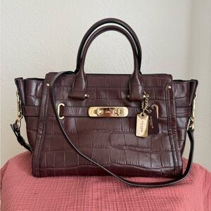 Coach Croc-Embossed Swagger Carryall
